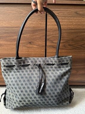 Authentic Vintage Dooney & Bourke Monogram Canvas Drawstring Tote